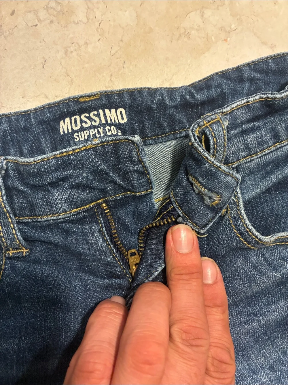 Mossimo Supply Co. Medium Blue Distressed Rolled-Hem Jean Shorts